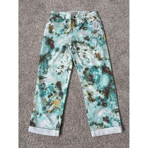 LOGO by Lori Goldstein Tie Dye Boyfriend Teal Brown 6 New Beach Vacation Boho